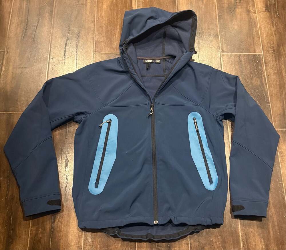Eastern Mountain Sports EMS Blue Hooded Softshell Jacket Mens Size M